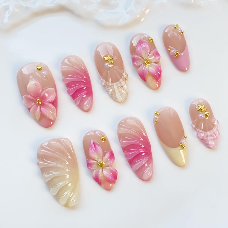 Peony Hour 3D Floral Press-On Nails